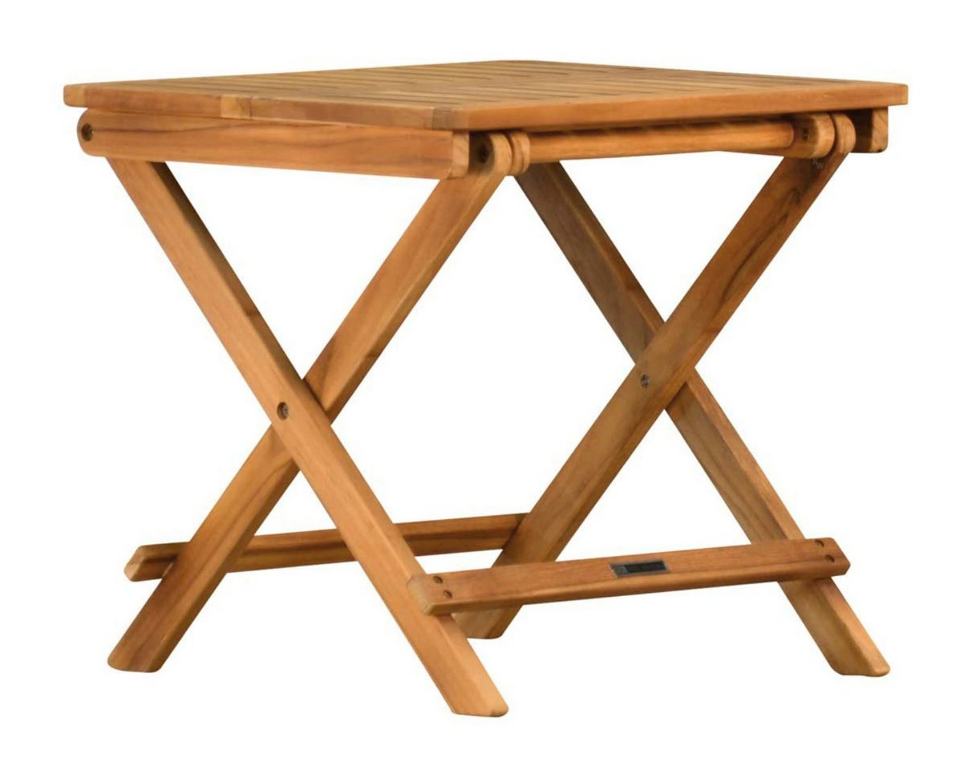 Kai Wiechmann Beistelltisch Hochwertiges Teak Tischchen 50 x 50 cm als wetterfester Ablagetisch, klappbarer und unbehandelter Balkontisch aus Teak