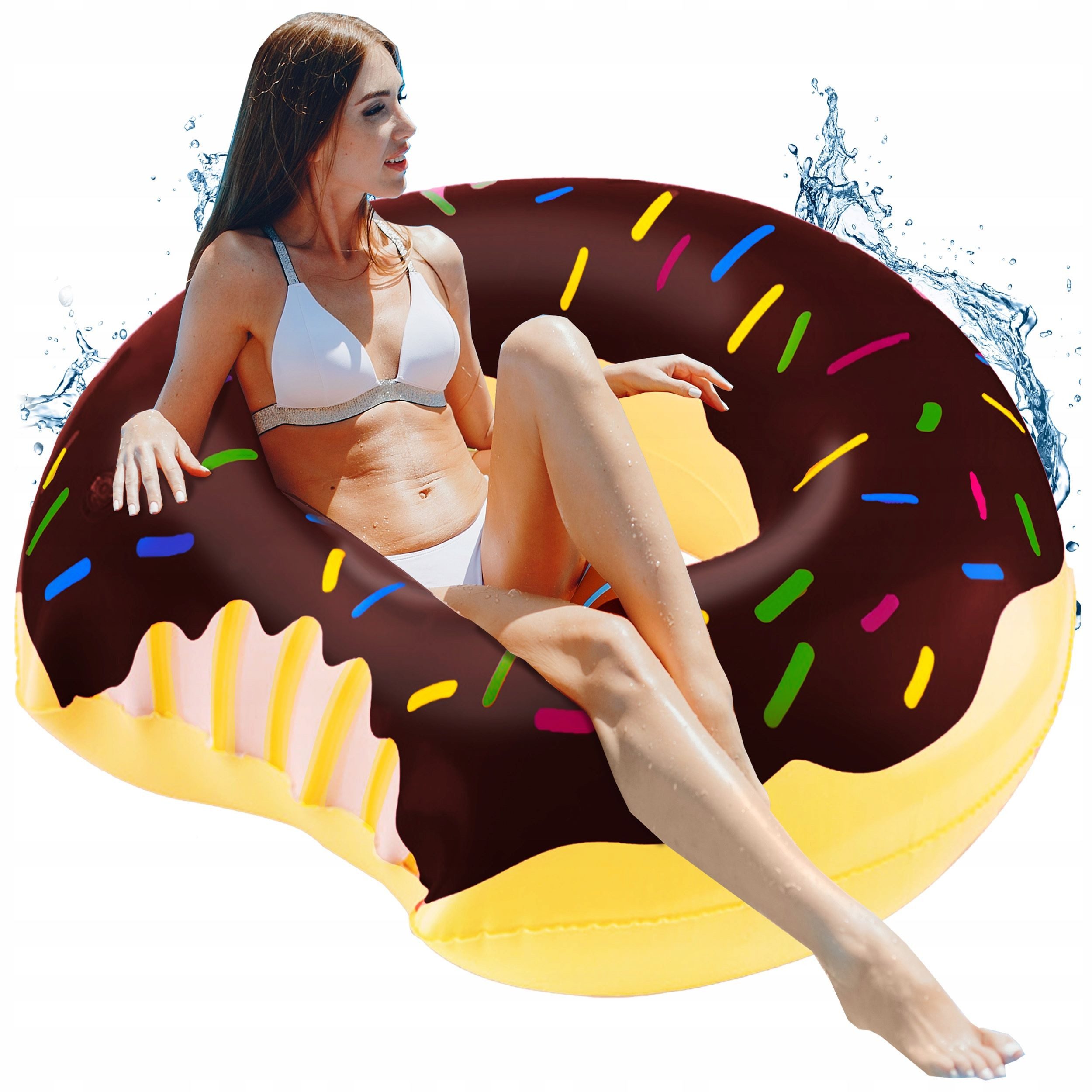 Festivalartikel Schwimmring Großes aufblasbares Donut-Schwimmring XXL 120cm - Rosa Donut Design