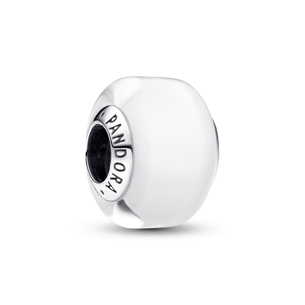 Pandora Charm-Einhänger PANDORA Mini-Charm aus weißem Murano-Glas und Sterlingsilber