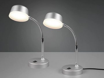 meineWunschleuchte LED Schreibtischlampe, LED fest integriert, Warmweiß, 2er Set Arbeitsplatz-leuchte Retro Leselampe Nachttisch Silber, H 34cm