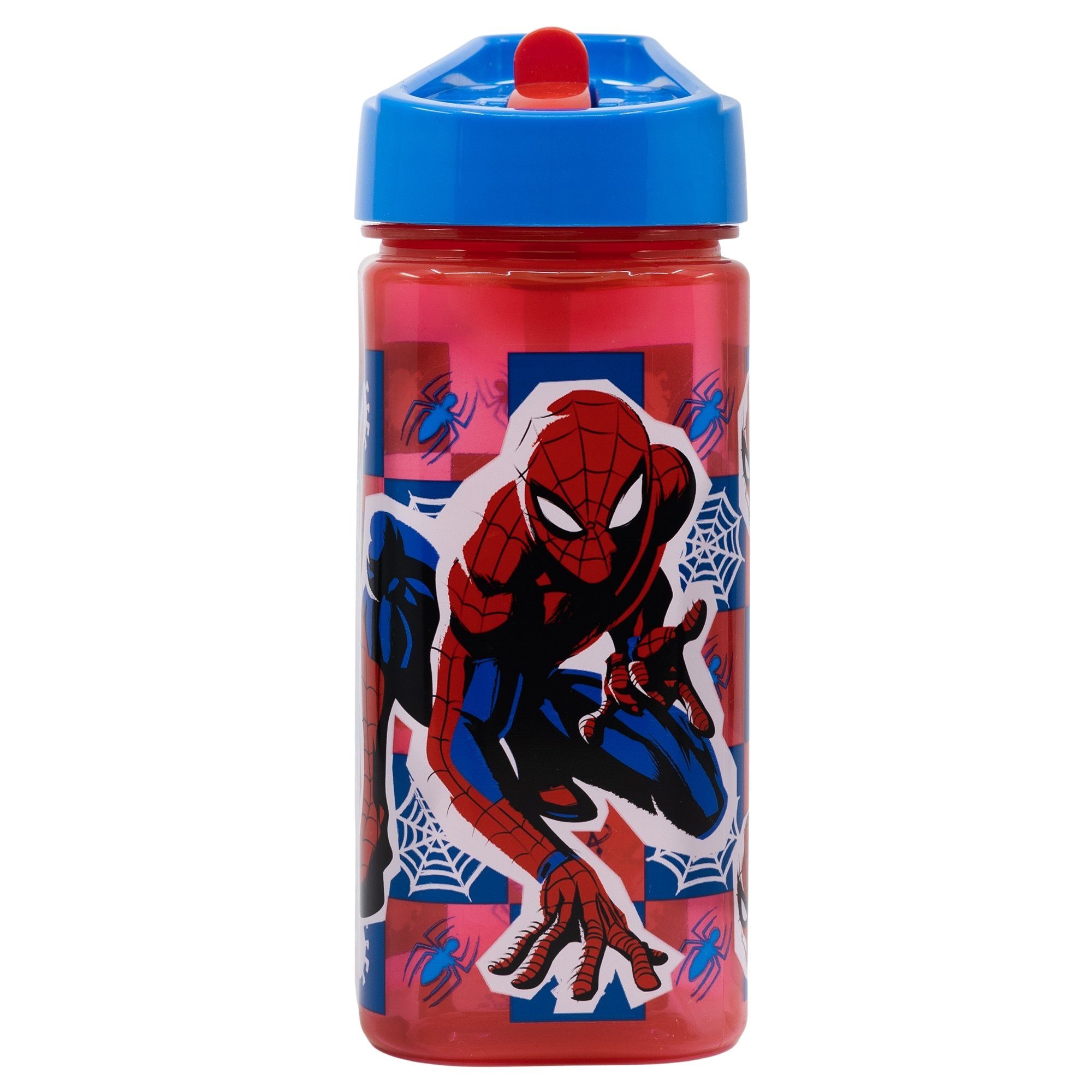 Spiderman Trinkflasche Marvel, Kinderflasche mit Tragegriff & Trinkkappe 530 ml BPA frei