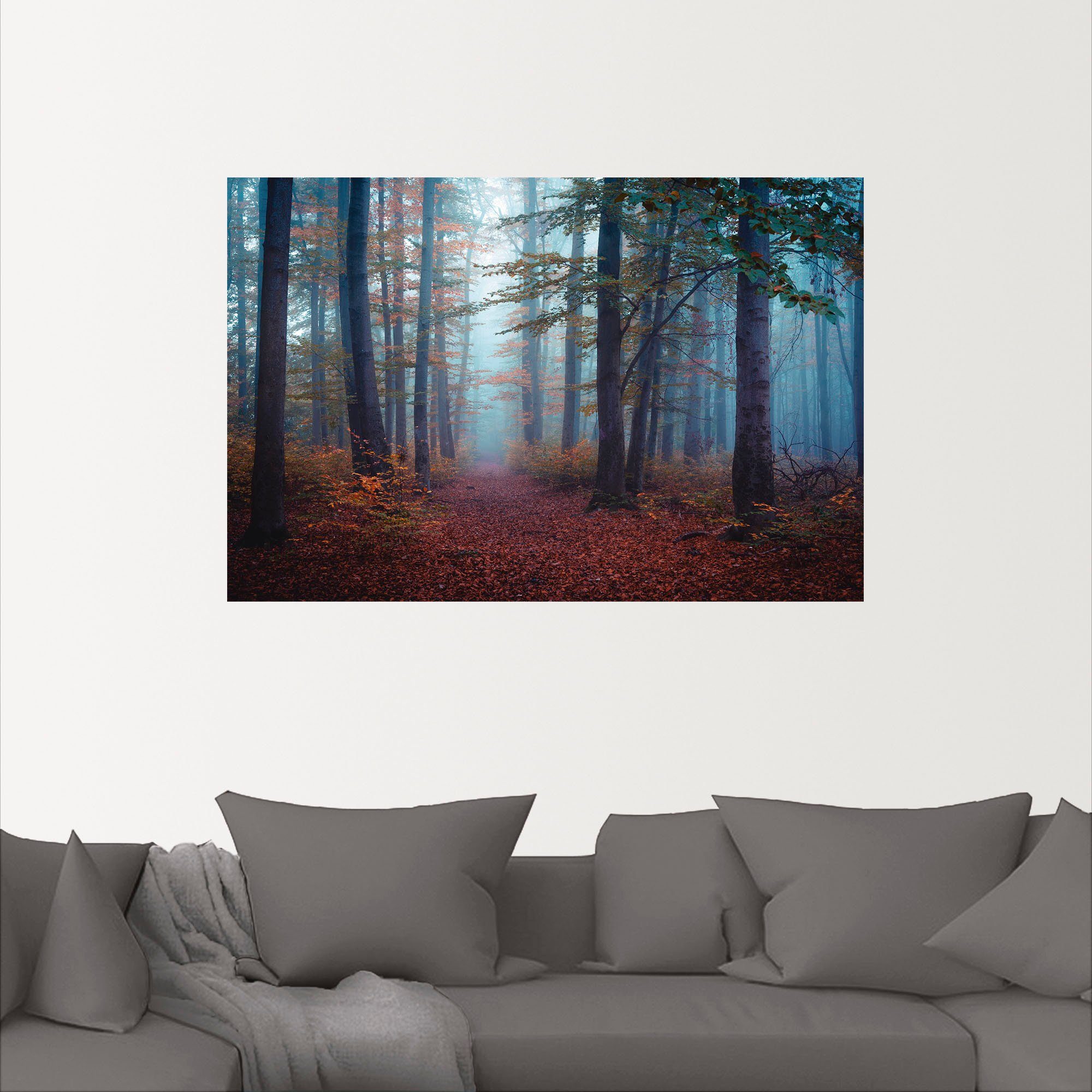 Artland Wandbild Wald im Wandaufkleber Größen in St), Nebel, oder Leinwandbild, Waldbilder versch. Alubild, Poster (1 als