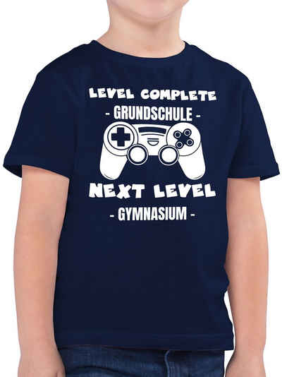 Shirtracer T-Shirt Level complete - next level Gymnasium weiß Einschulung Junge Schulanfang Geschenke