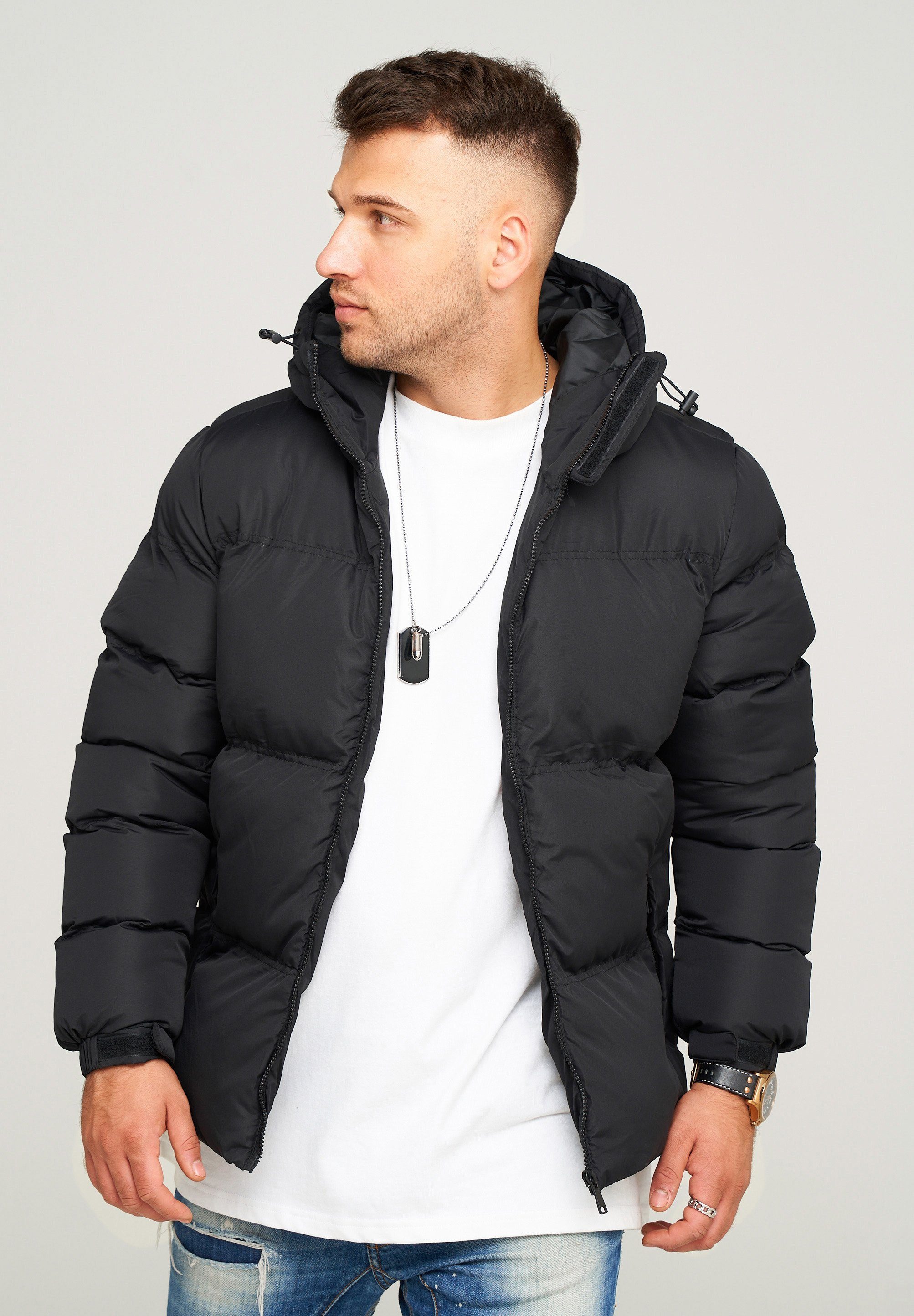 behype BHROLLIN-PANEL Kapuze mit schwarz Steppjacke