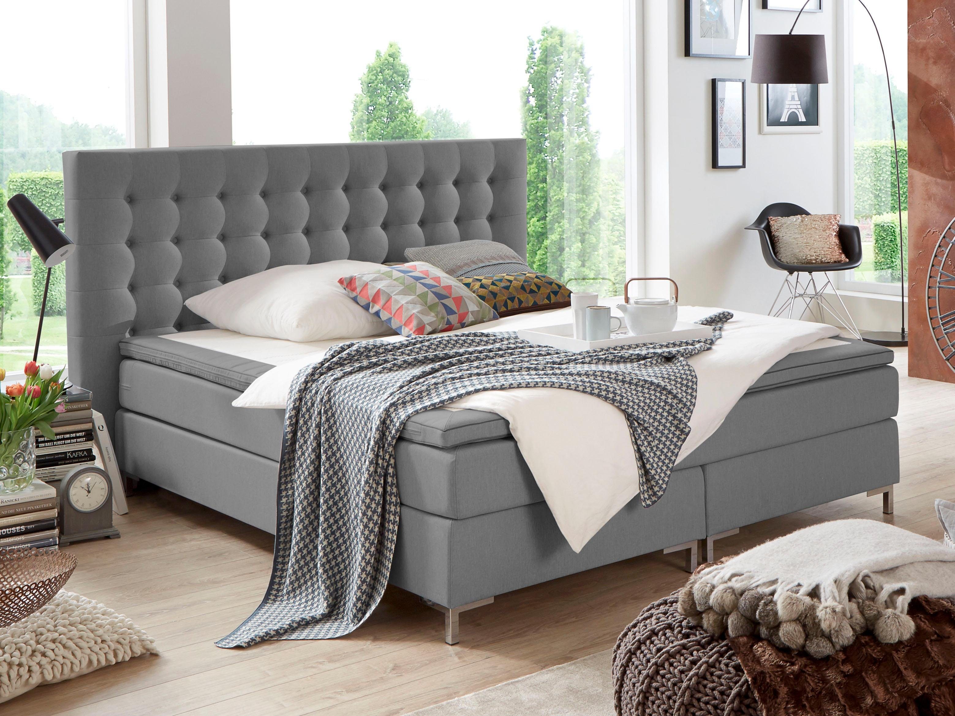 ATLANTIC home collection Boxspringbett Anni, mit Bonnell-Federkernmatratze und Topper