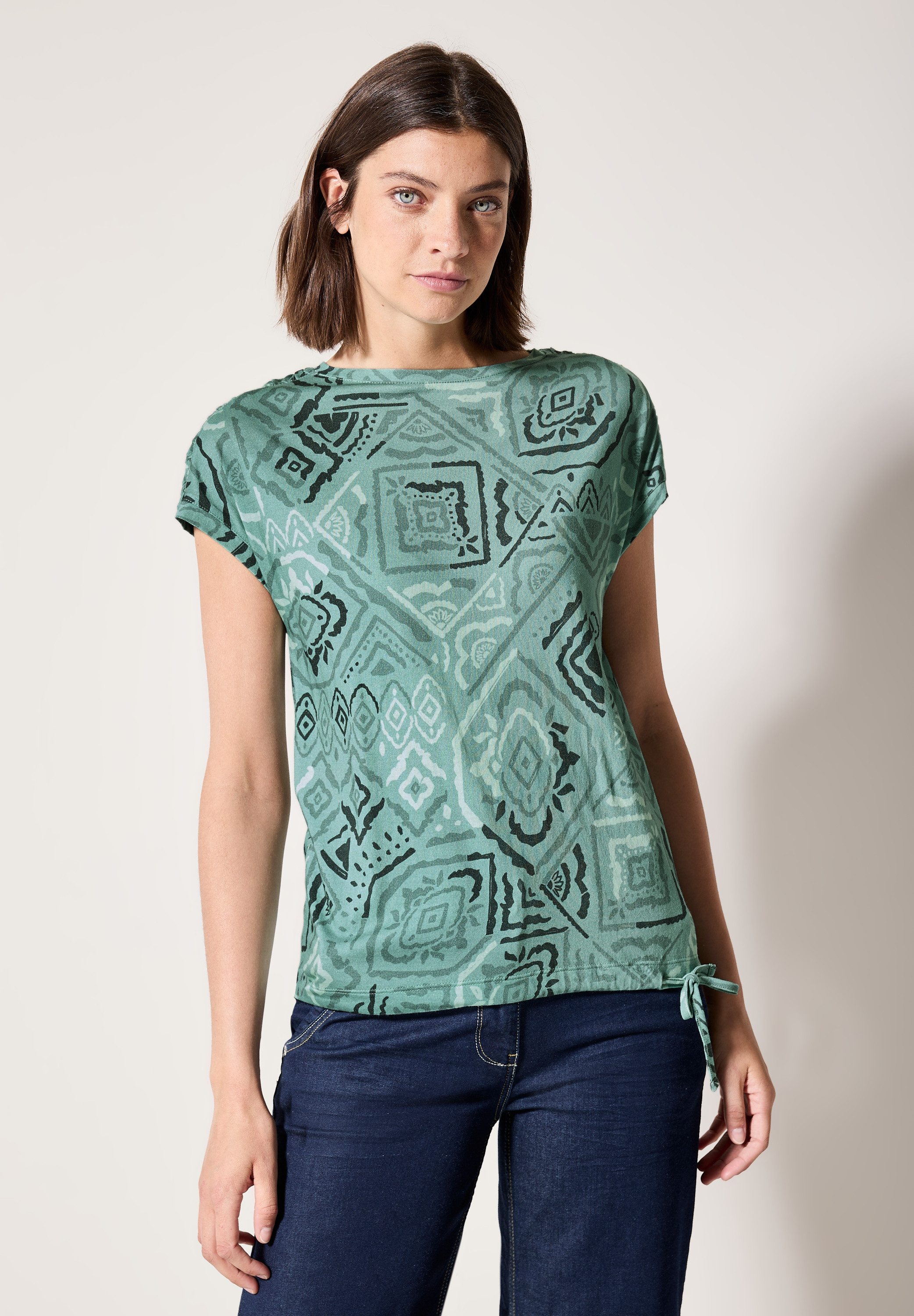 CECIL Print-Shirt mit Tunnelzug am Saum günstig online kaufen