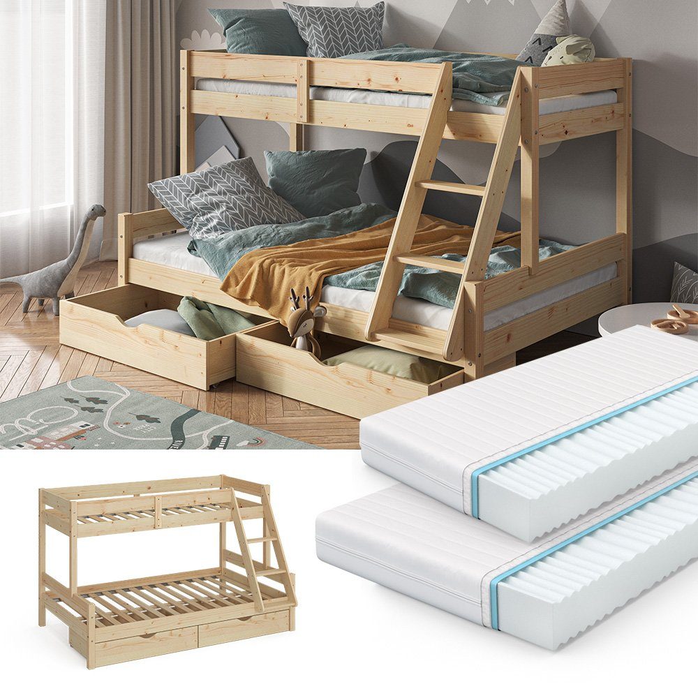 VitaliSpa® Etagenbett Everest, Naturholz, 120x200 / günstig online kaufen