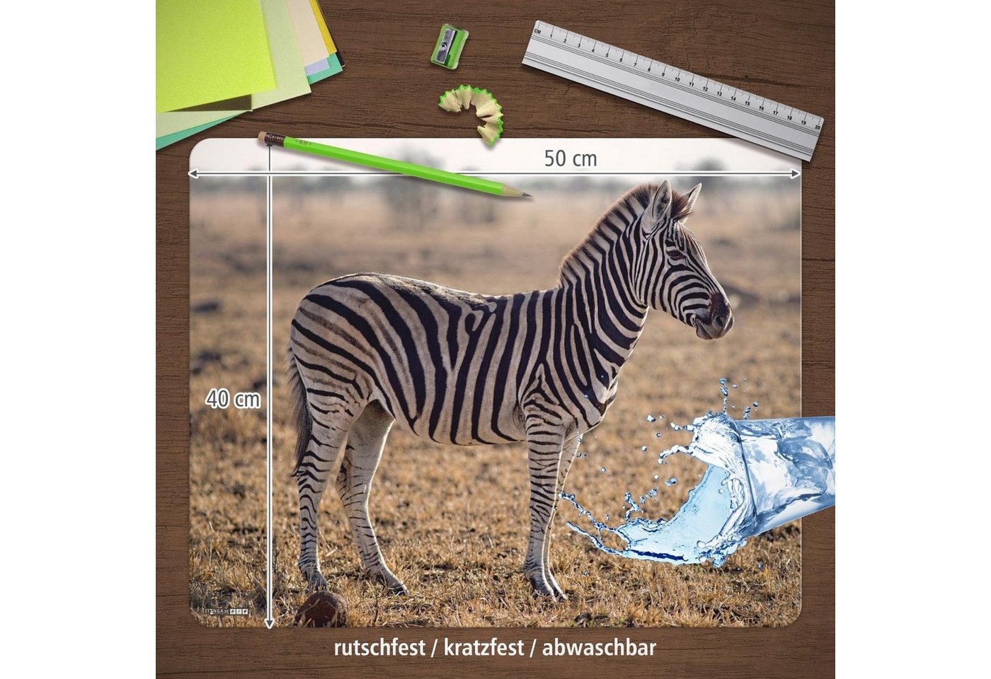 Thumbnail - itenga Schreibtischunterlage itenga Deluxe Schreibtischunterlage Zebra 50x40cm