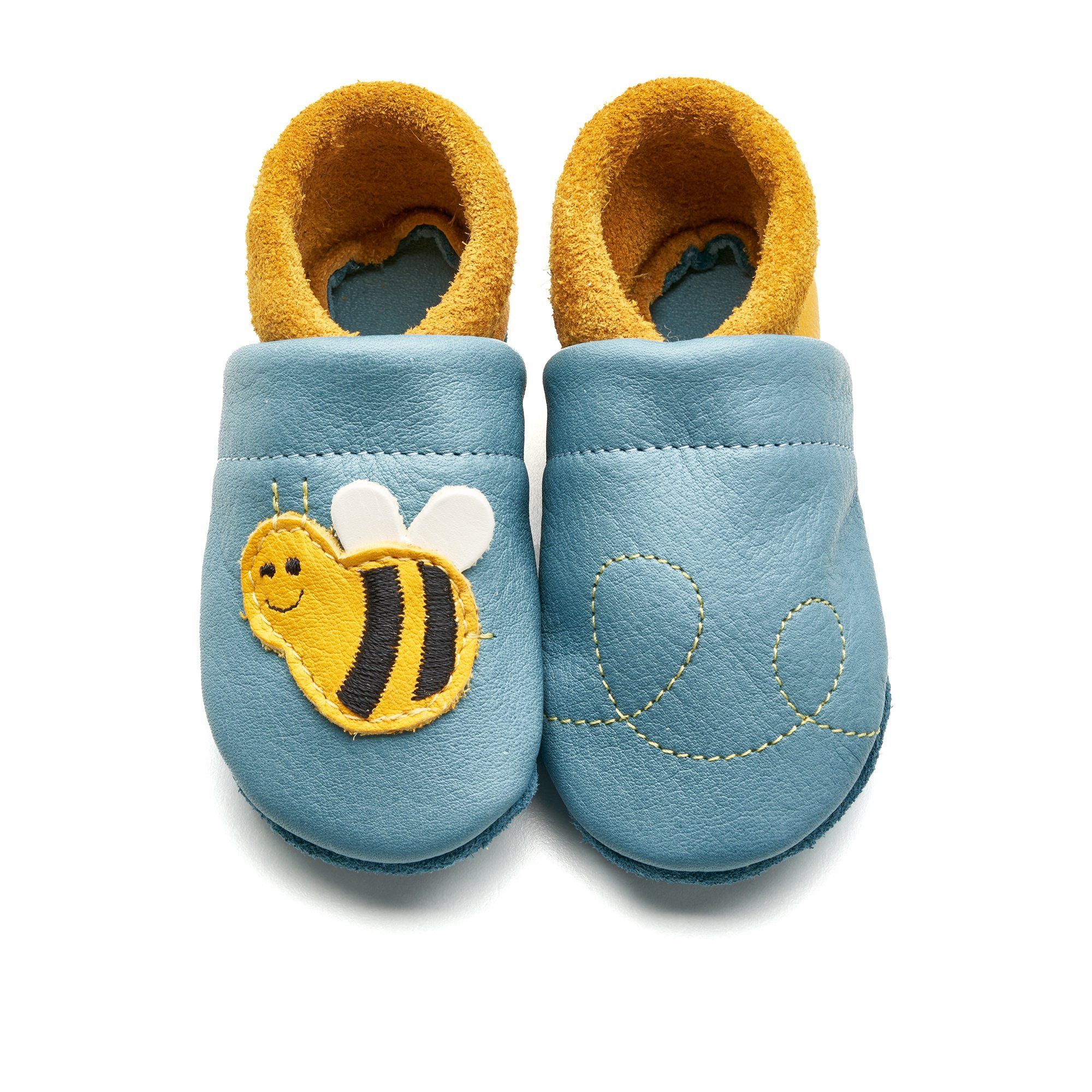 Orangenkinder® Susisumm die Biene Baby Krabbelschuh pflanzlich gegerbtes Leder, Made in Germany, atmungsaktiv