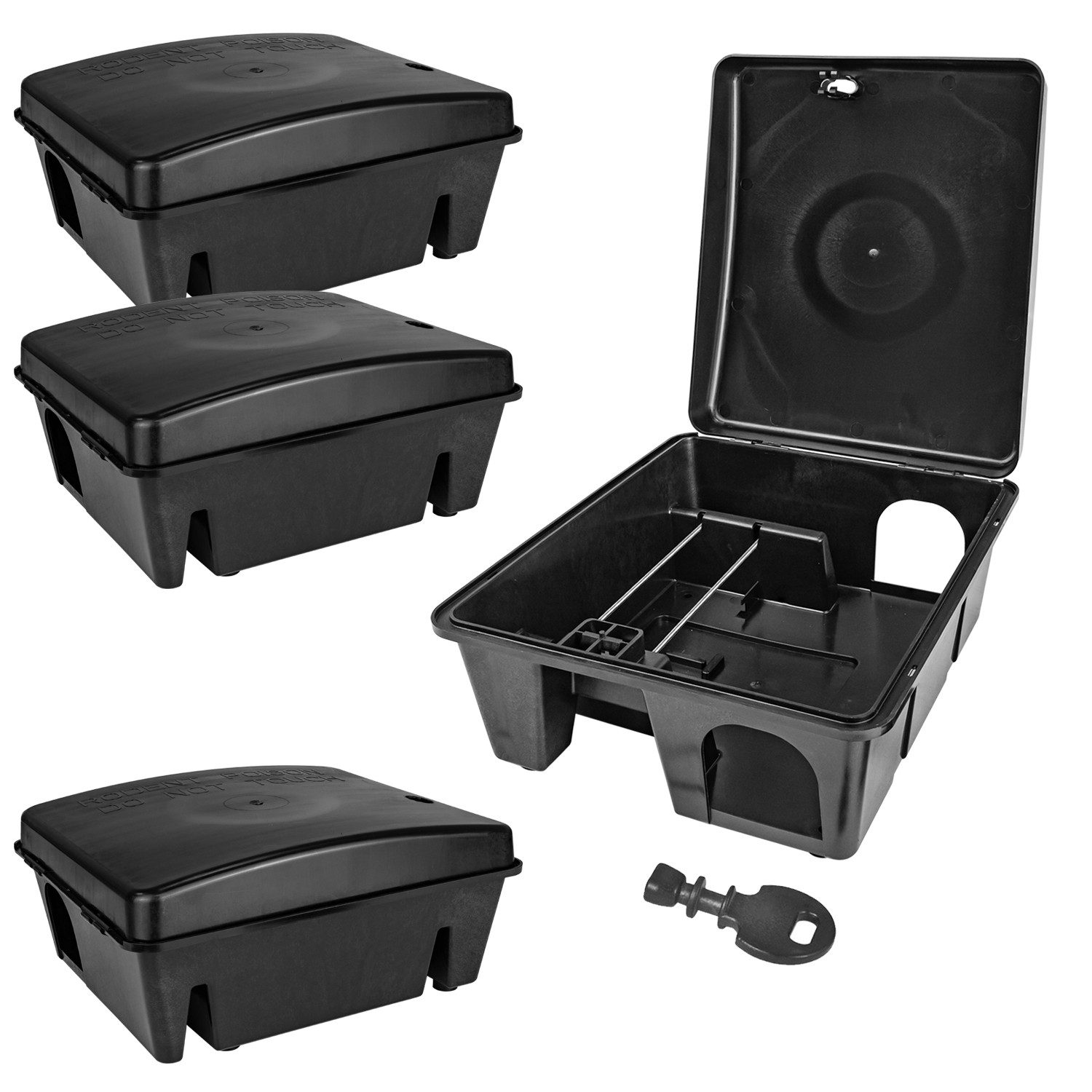 Petigi Lebendfalle 4x Köderstation Mäusefalle Mäusebox Köderbox Rattenbox Nagerstation