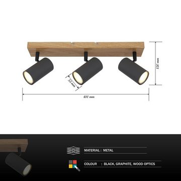 Globo Deckenleuchte Deckenleuchte Wohnzimmer Deckenlampe Deckenstrahler Holz Optik, Strahler, 2 - flammig, dimmar - abhängig vom Leuchtmittel, ohne Leuchtmittel, Lichtfarbe ist abhängig vom Leuchtmittel, Schlafzimmer, Garderobe & Flur, Gästezimmer, Küche, Flur, Esszimmer