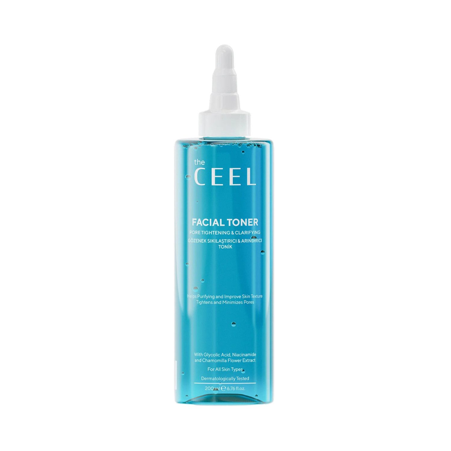 THE CEEL Toner Porenverfeinernd Facial Toner - Glykolsäure, Kamille Pflege 200 ml, Porenverfeinernder, reinigender Gesichtswasser