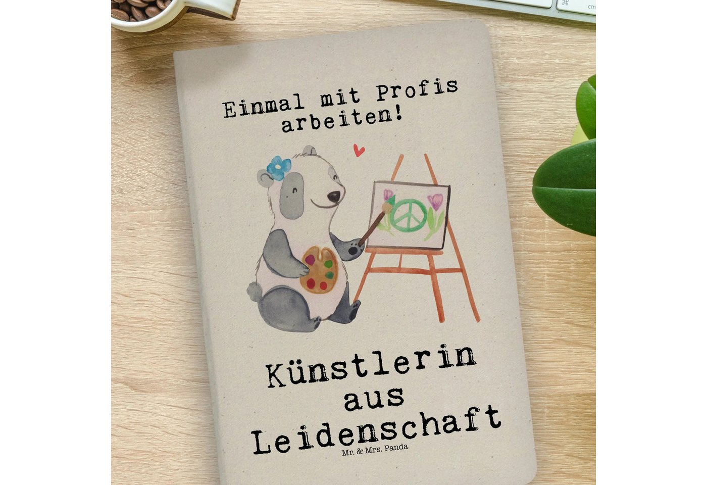 Thumbnail - Mr. & Mrs. Panda Notizbuch Künstlerin Leidenschaft - Transparent - Geschenk, DIN A4 Arbeitsbuch, Mr. & Mrs. Panda, Premi...