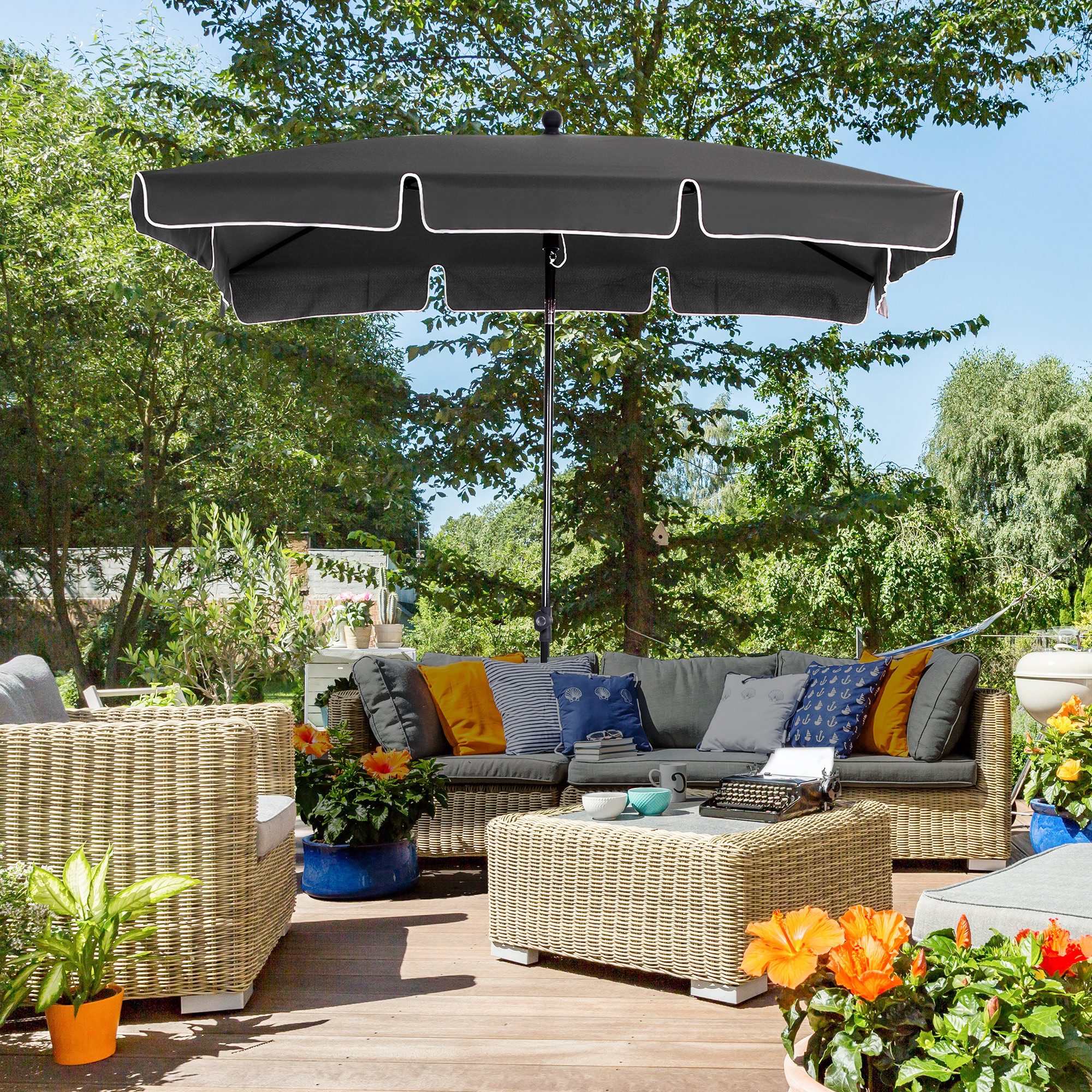 Outsunny Sonnenschirm Balkonschirm, Sonnenschutz, knickbar, Grau, günstig online kaufen
