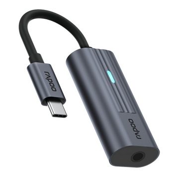 Rapoo UCA-1002 USB-C Adapter, USB-C auf 3,5 mm Audio, Grau USB-Adapter USB-C zu 3,5-mm-Klinke, 15 cm