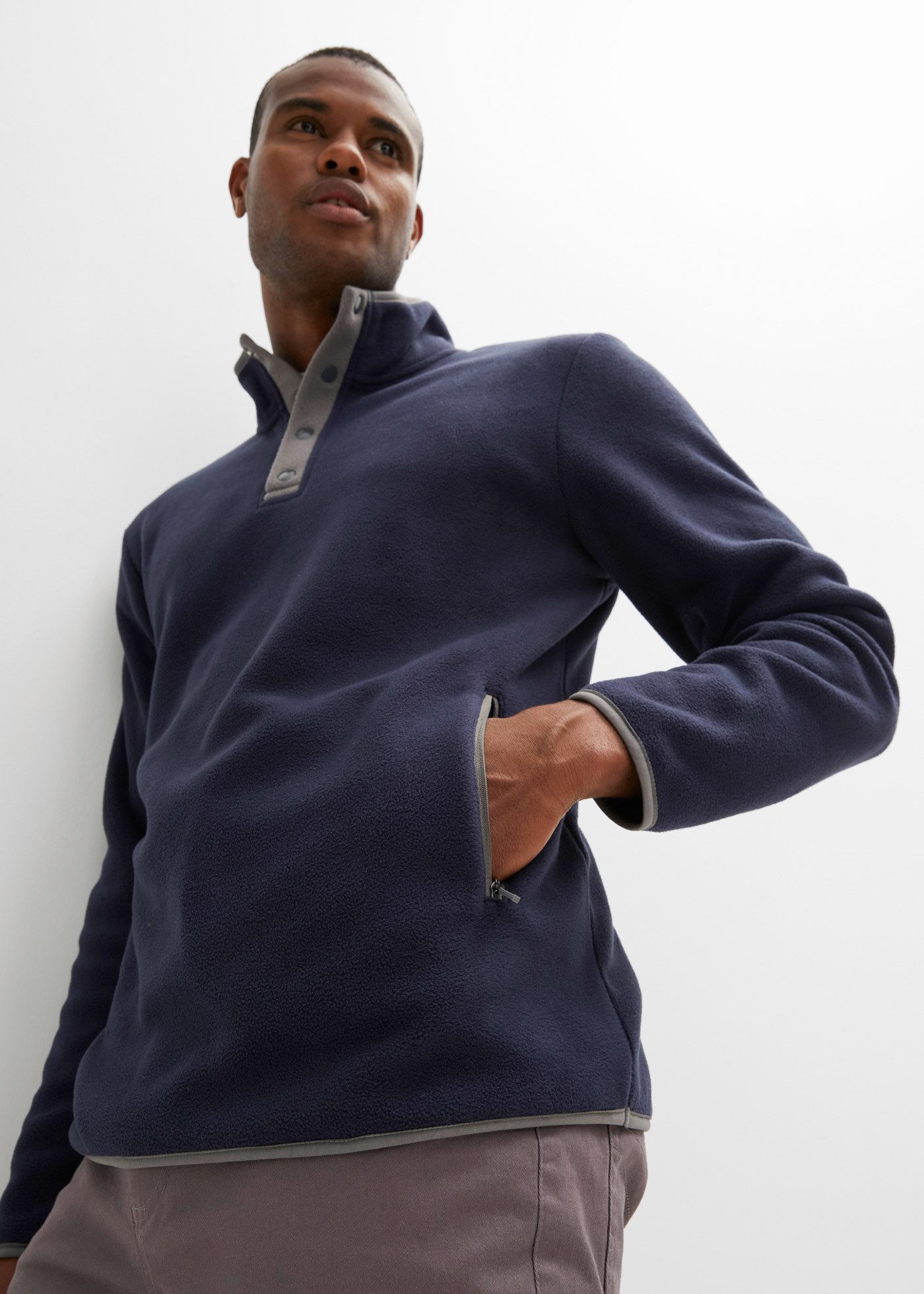 bonprix Fleecepullover Troyer Fleeceshirt mit praktischen Taschen und tolle günstig online kaufen