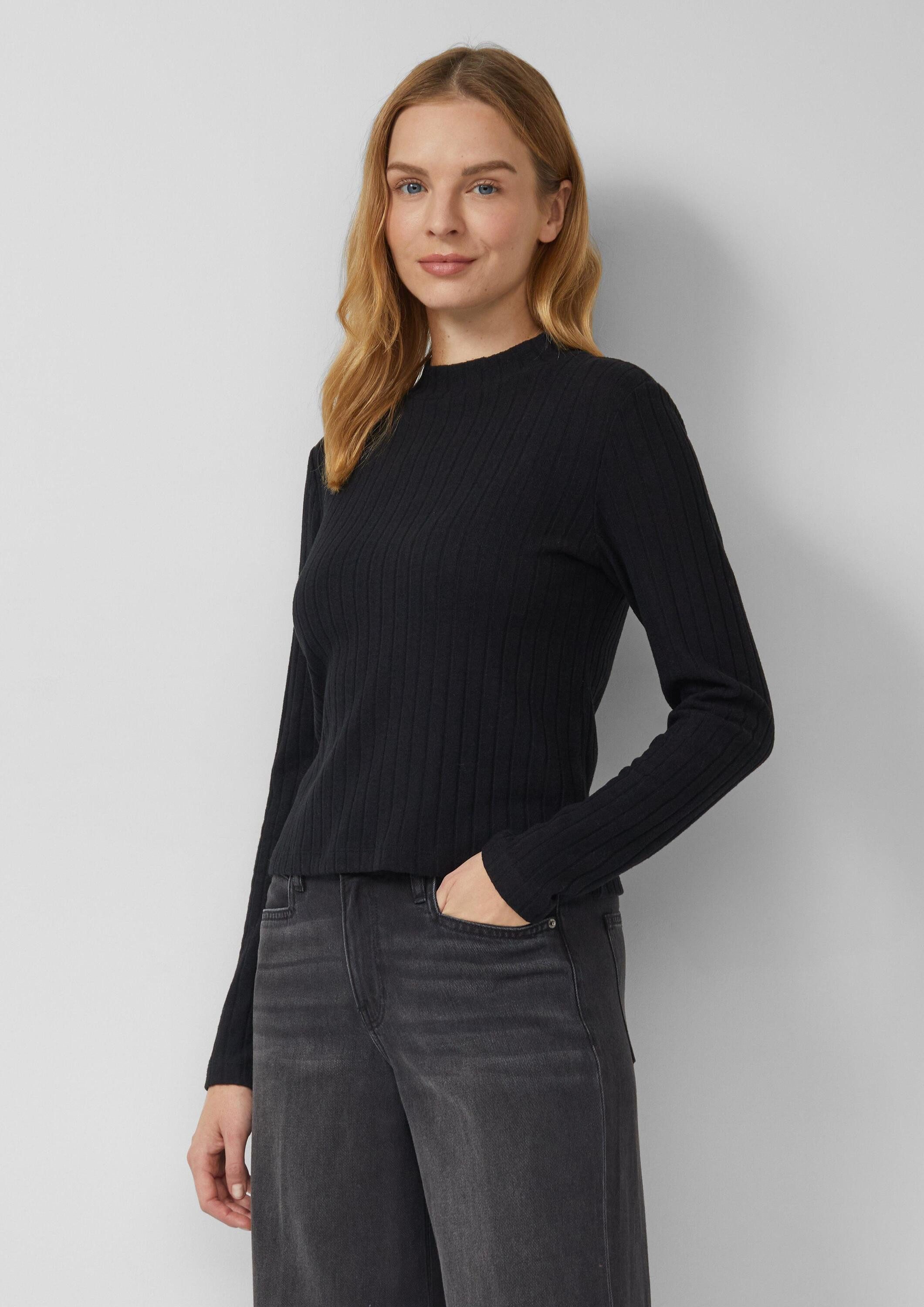 s.Oliver Langarmshirt T-Shirt Weiches Longsleeve mit Stehkragen günstig online kaufen