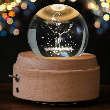 yozhiqu Spieluhr 3D Crystal BallThe Deer Luminous Rotating Musical Box With Projection, (1-tlg), Spieluhr aus hochwertigem Holzsockel und Kristallkugel.