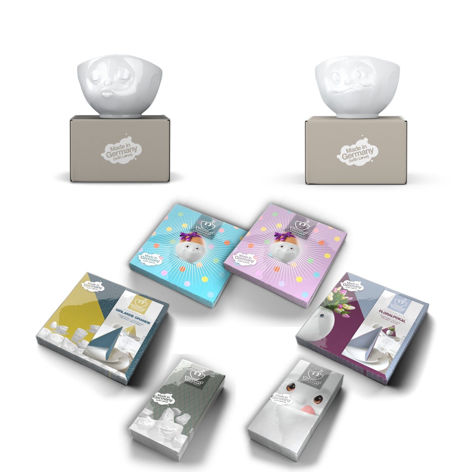 FIFTYEIGHT PRODUCTS Müslischale Schalen-Set 2-tlg. je 500 ml + Servietten, Hartporzellan Hotelqualität, Spülmaschinenfest und mikrowellengeeignet, (1-tlg)