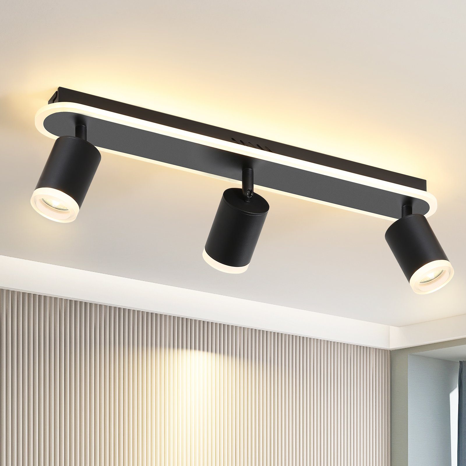 ZMH Deckenstrahler Schwarz/Weiß 3 Flammig Deckenlampe günstig online kaufen