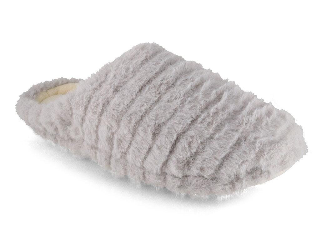 Fluffys Veluna Damen Pantoffeln, hellgrau, warm, weich Hausschuh