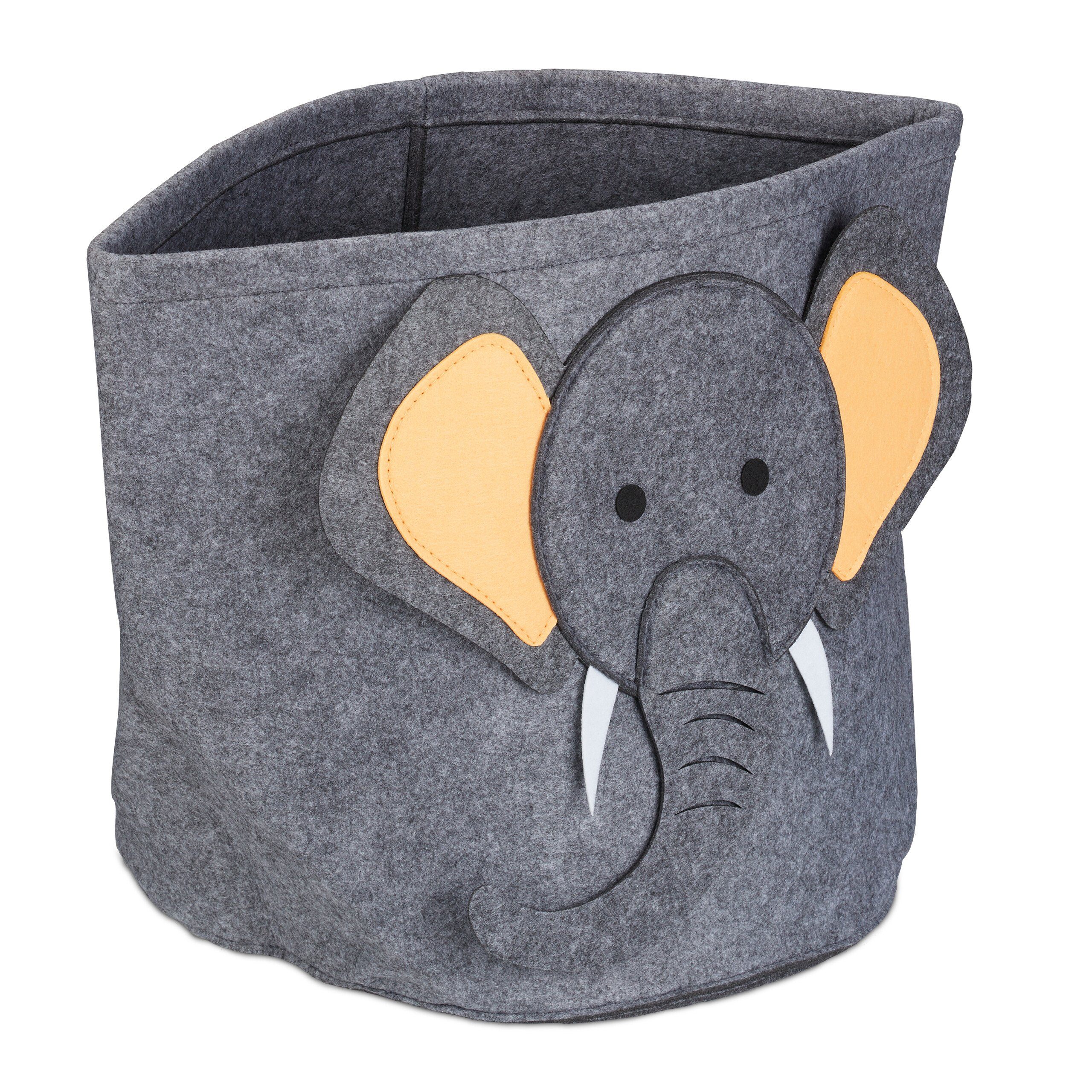 relaxdays Aufbewahrungsbox Aufbewahrungskorb für Kinder, Elefant
