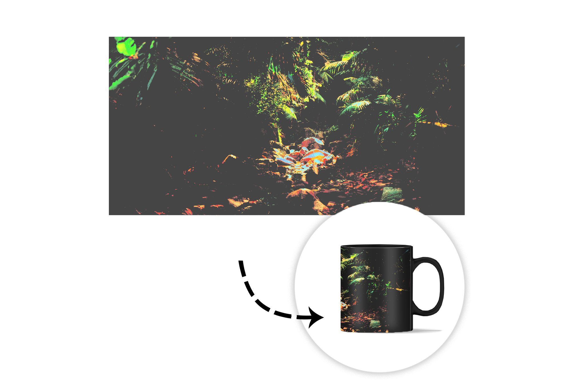 Tasse Geschenk Kaffeetassen, - Dschungel Jungen Mädchen Kinder, - MuchoWow - - Zaubertasse, Sonne Keramik, - Farbwechsel, Indien Teetasse,