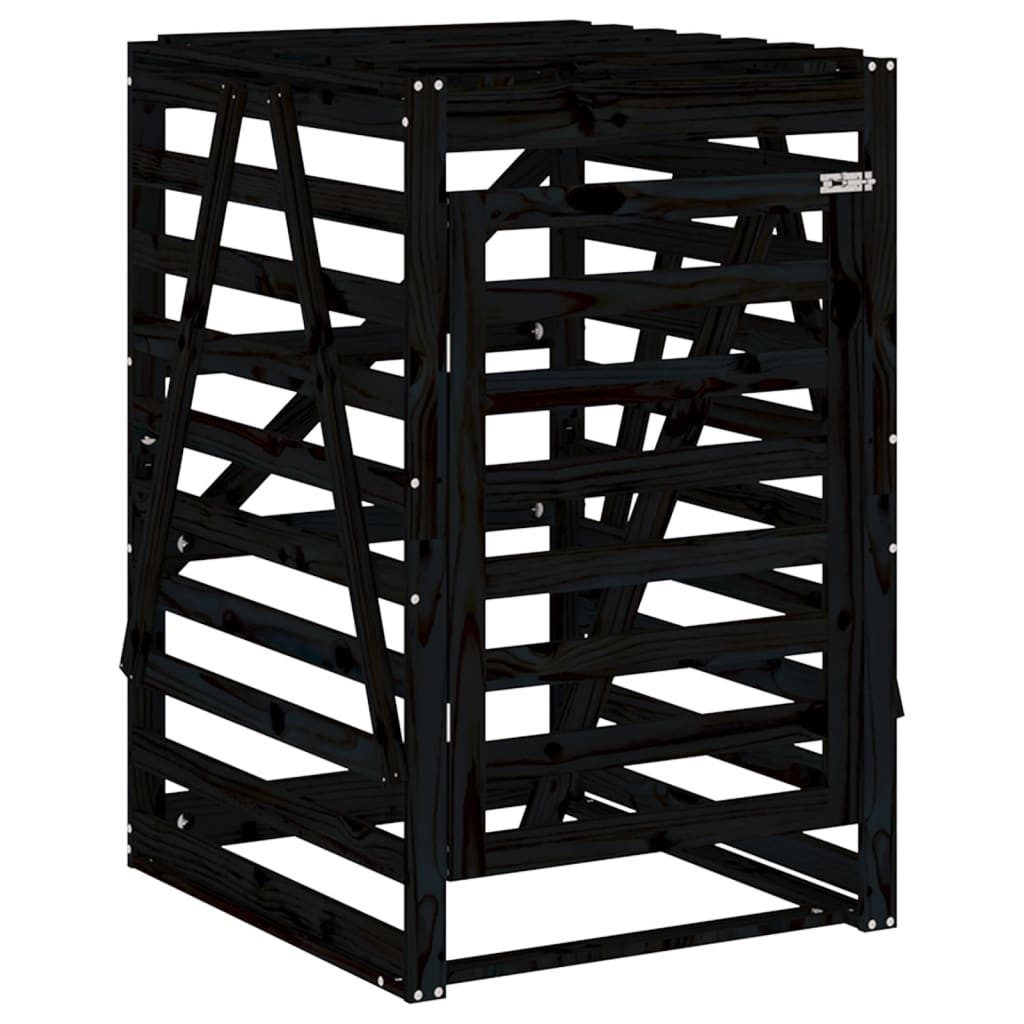 vidaXL Mülltonnenbox Mülltonnenbox Schwarz 84x90x128,5 cm Massivholz Kiefer