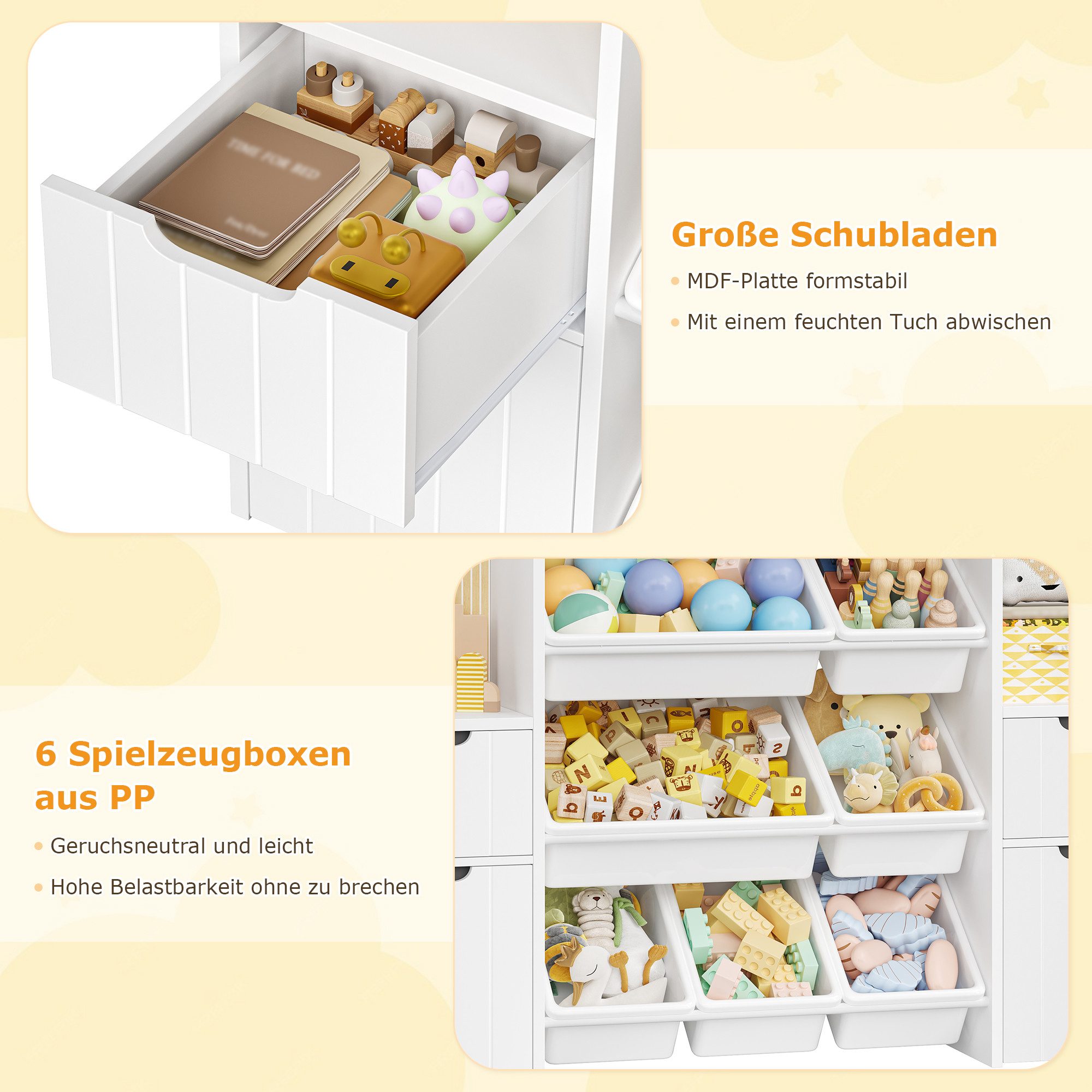 HOMECHO Spielzeugtruhe (2 St), Kinderregal mit 7 Aufbewahrungsboxen 4 Schubladen Weiß – Bild 5 von 5