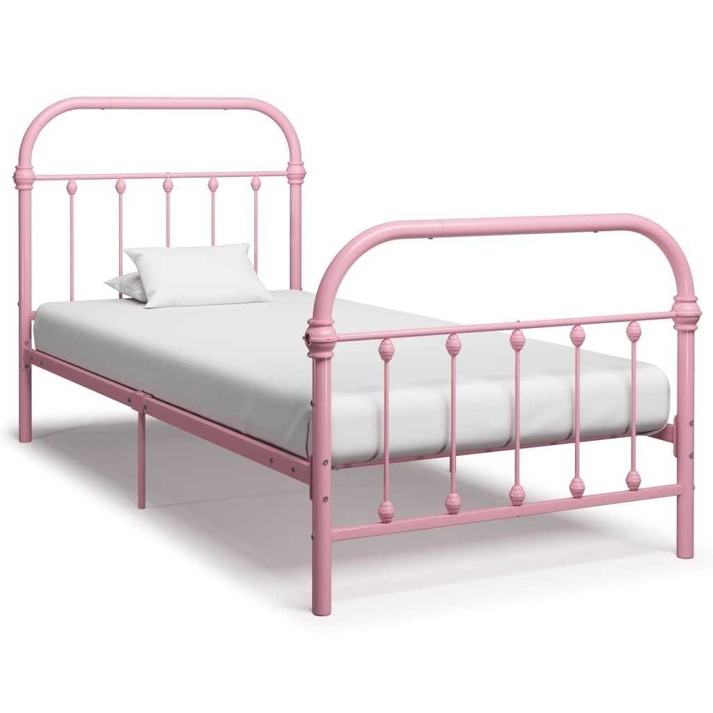 vidaXL Bett Bettgestell Rosa Metall 100 × 200 cm