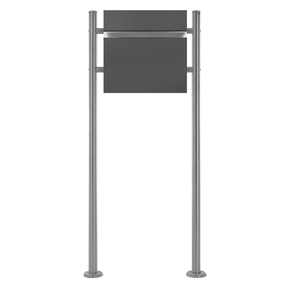 ML-DESIGN Standbriefkasten Briefkasten Postkasten mit Zeitungsfach, inkl. Standfuß, Briefkastenanlage mit Ständer Silber 120cm Mailbox mit Pfosten