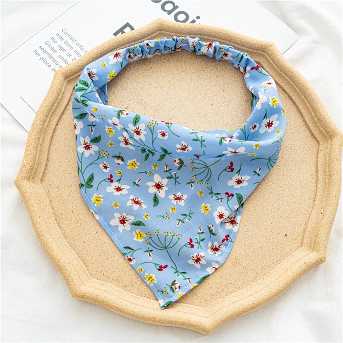 ZanMax Haarband Blumen-Turban mit elastischem Band, Blumen-Stoff-Turban, 1-tlg. Blau | Haargummis