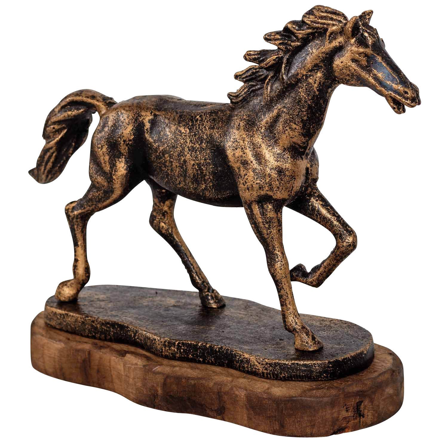 Aubaho Dekofigur Eisenfigur Pferd Tier Figur Skulptur Eisen Antik-Stil 24cm