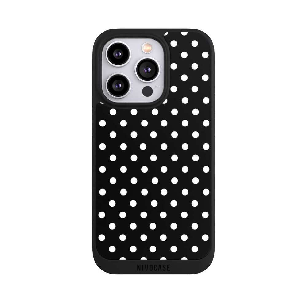 NIVOCASE Handyhülle Punkte Retro Polka Dots Polka Dots - schwarz und weiß, Apple iPhone 14 Pro Handyhülle Hülle NIVOpure Case Schwarz