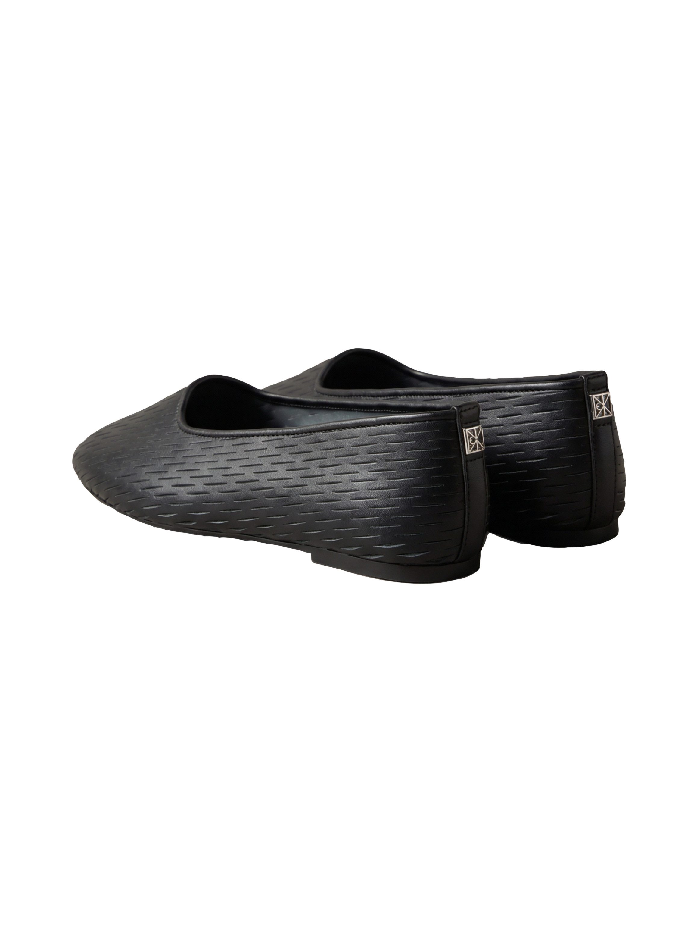 Calvin Klein OBLIQUE BALLERINA CUT LTH Ballerina Schlupfschuh, Flats, Loafer mit Textur, schmale Form