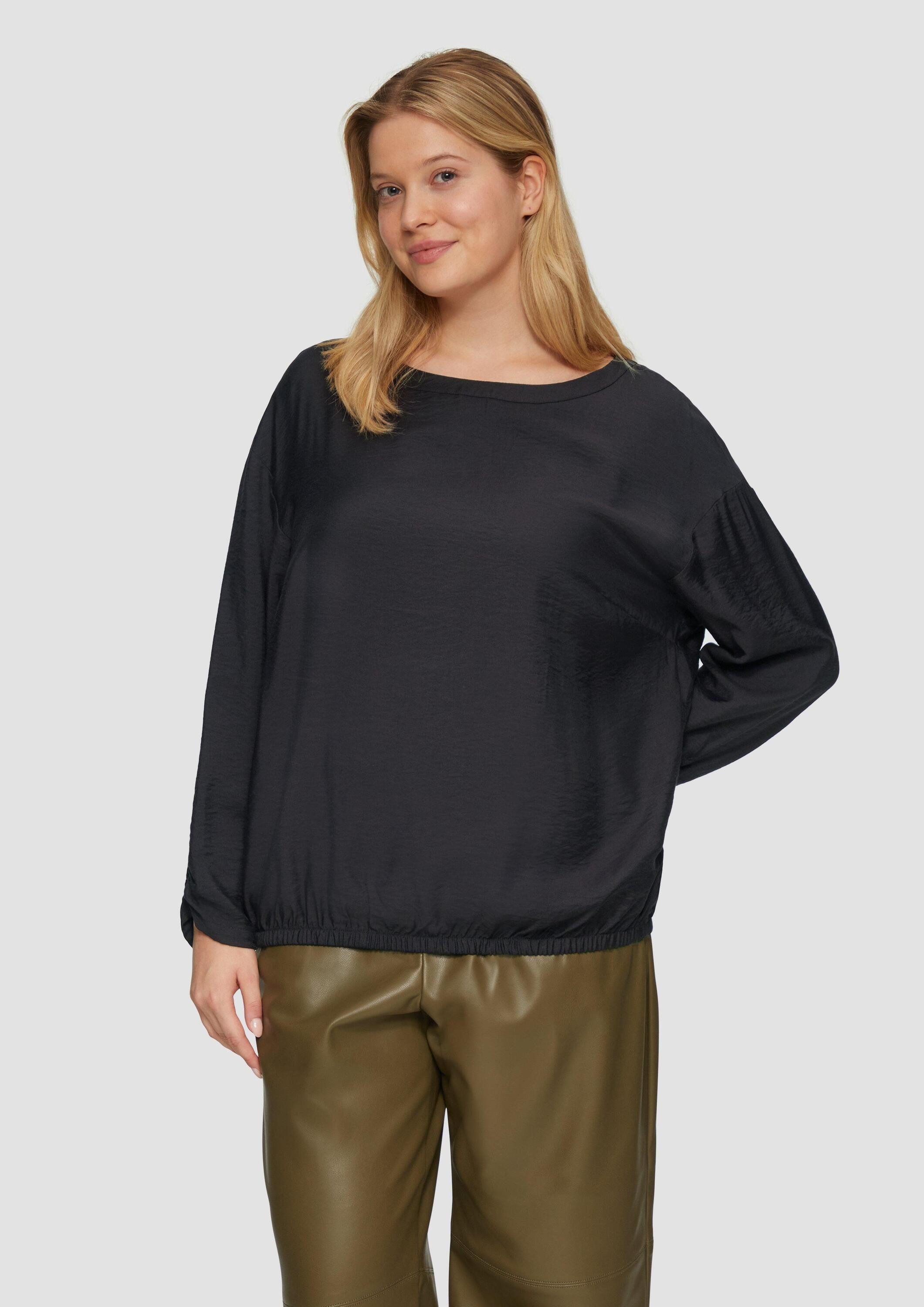 s.Oliver Langarmbluse Bluse Viskose-Bluse mit elastischem Saum