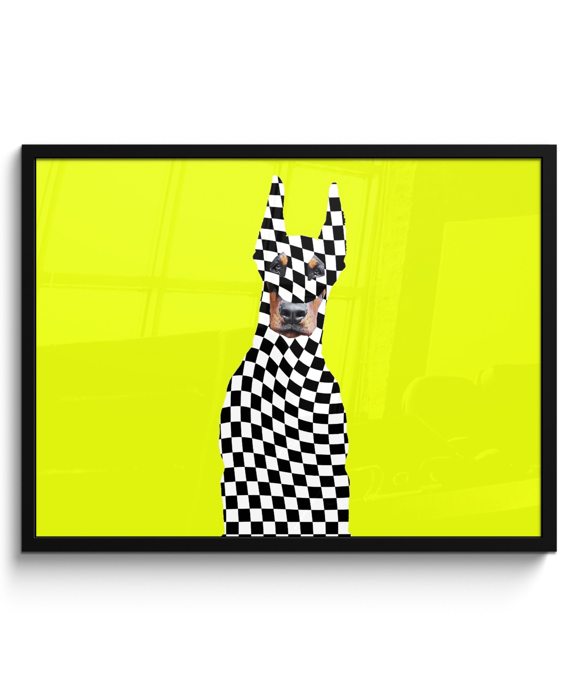 Poster Dobermann - Blockiert - Gelb