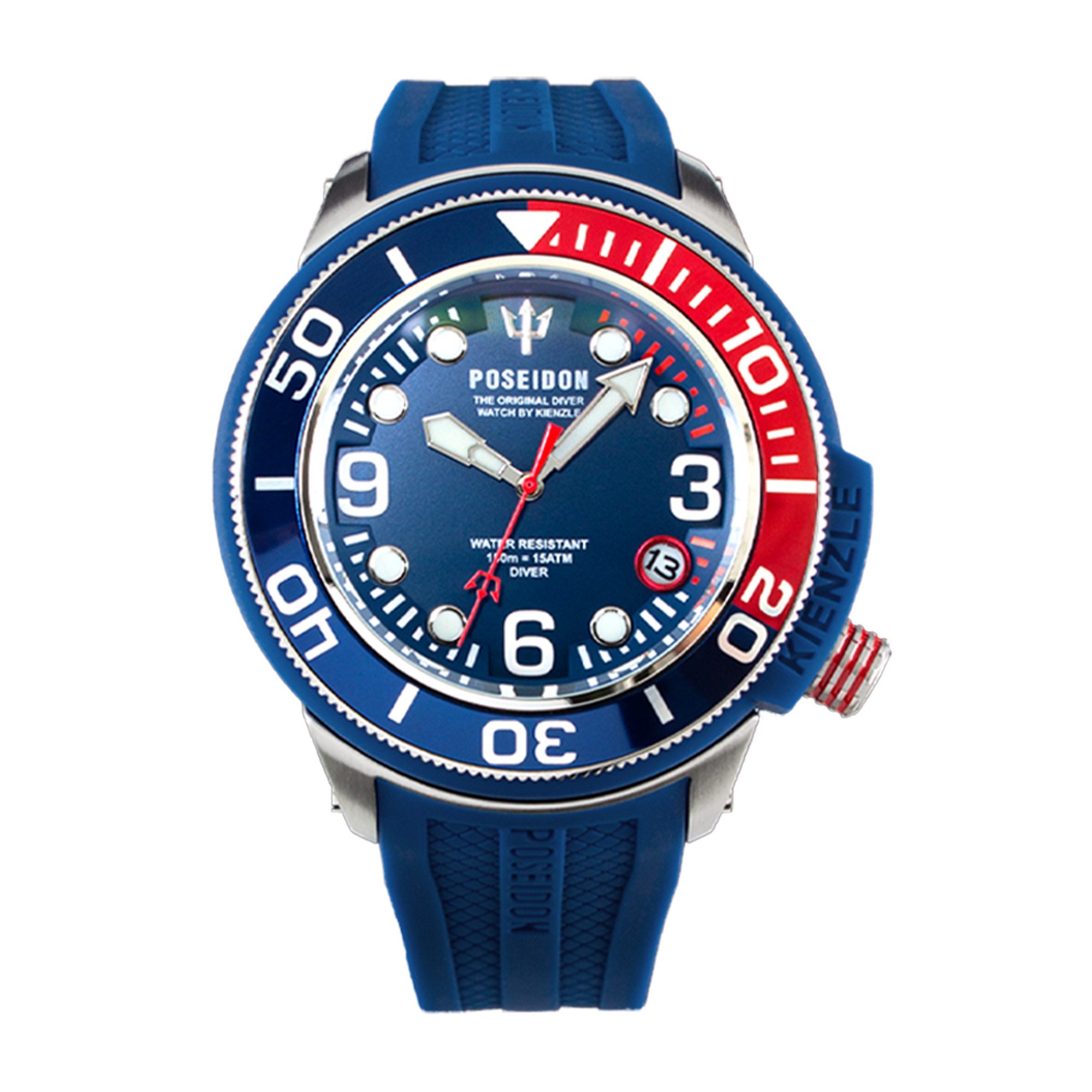 Kienzle Quarzuhr POSEIDON24 Quarz Armbanduhr Edelstahl blau-rot