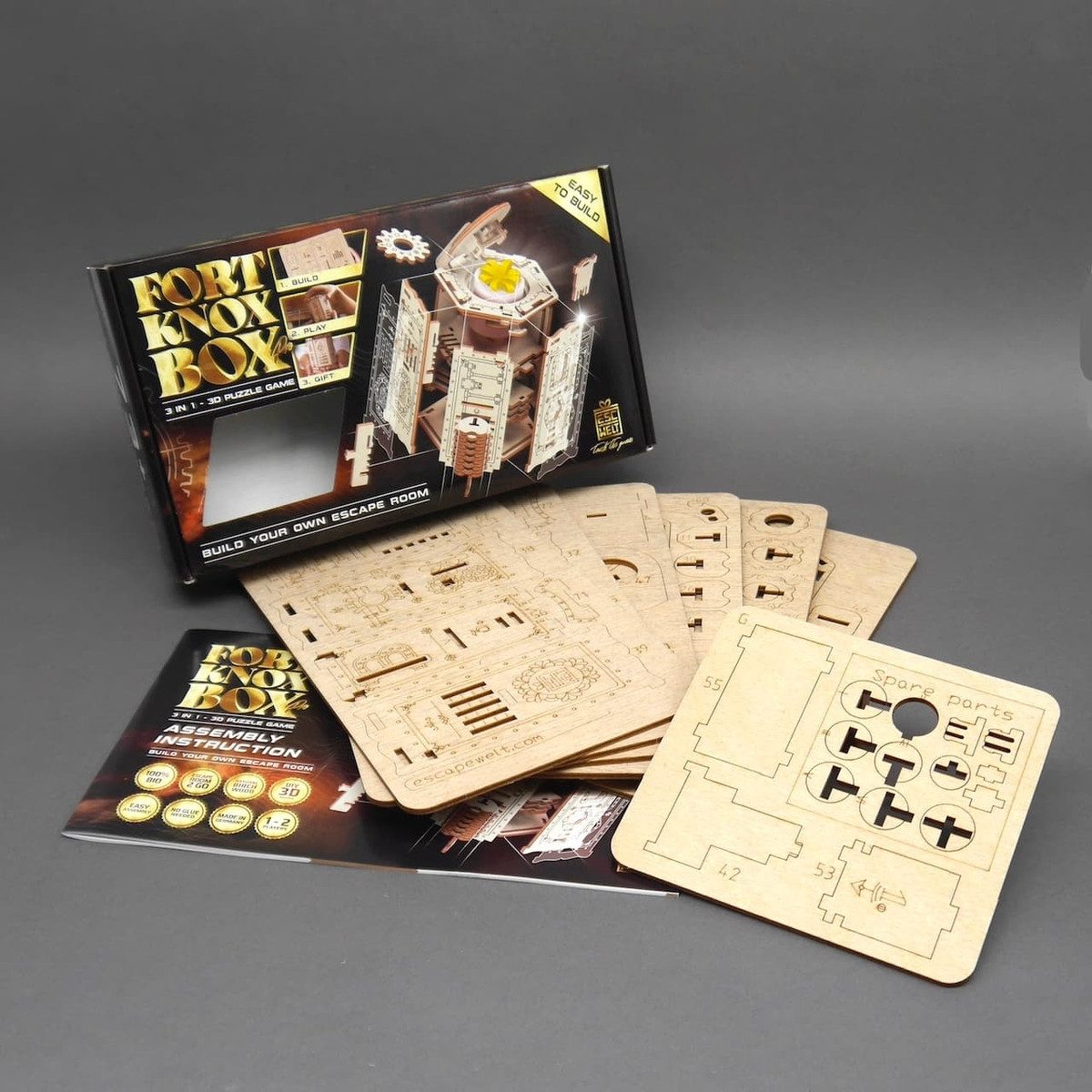 ESC, Escape Welt Spiel FORT KNOX PRO - kannst du das Puzzle knacken?, Knobelspiel, Holzspiel