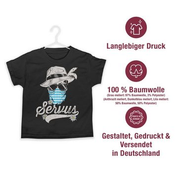 Shirtracer T-Shirt Servus Totenkopf Bayern Edelweiß Trachten Bayrisch Tirol Bavaria Mode für Oktoberfest Kinder Outfit