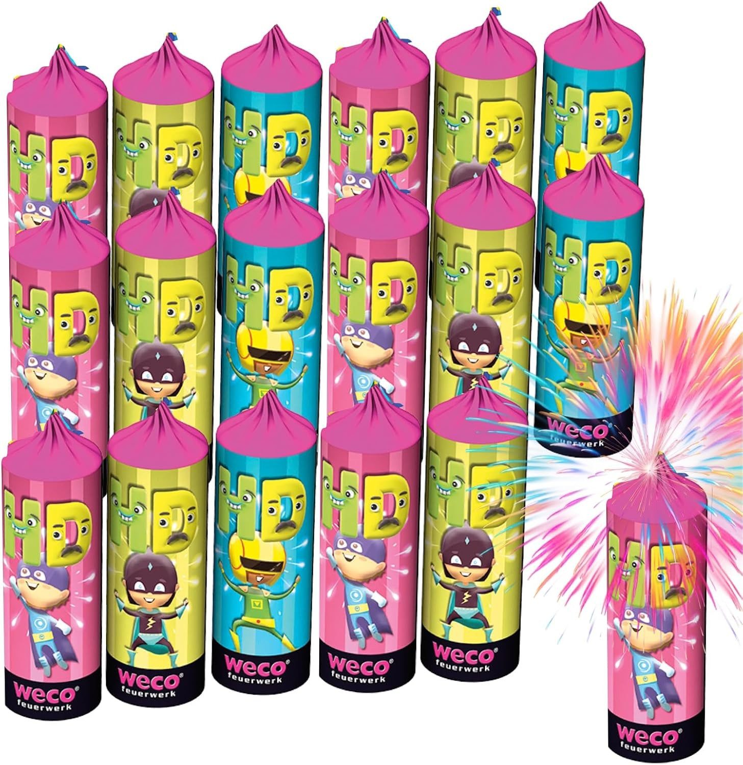 Geburtstagskerze Hans Dampf XXL – 8teiliges Set für Silvester, Jugendfeuerwerk
