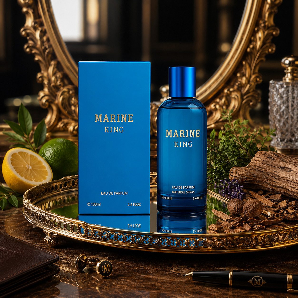 Fine Perfumery London Eau de Parfum Marine King For Him Herrenduft Frisch Holzig 100 ml, Hergestellt in UK, Herrenduft