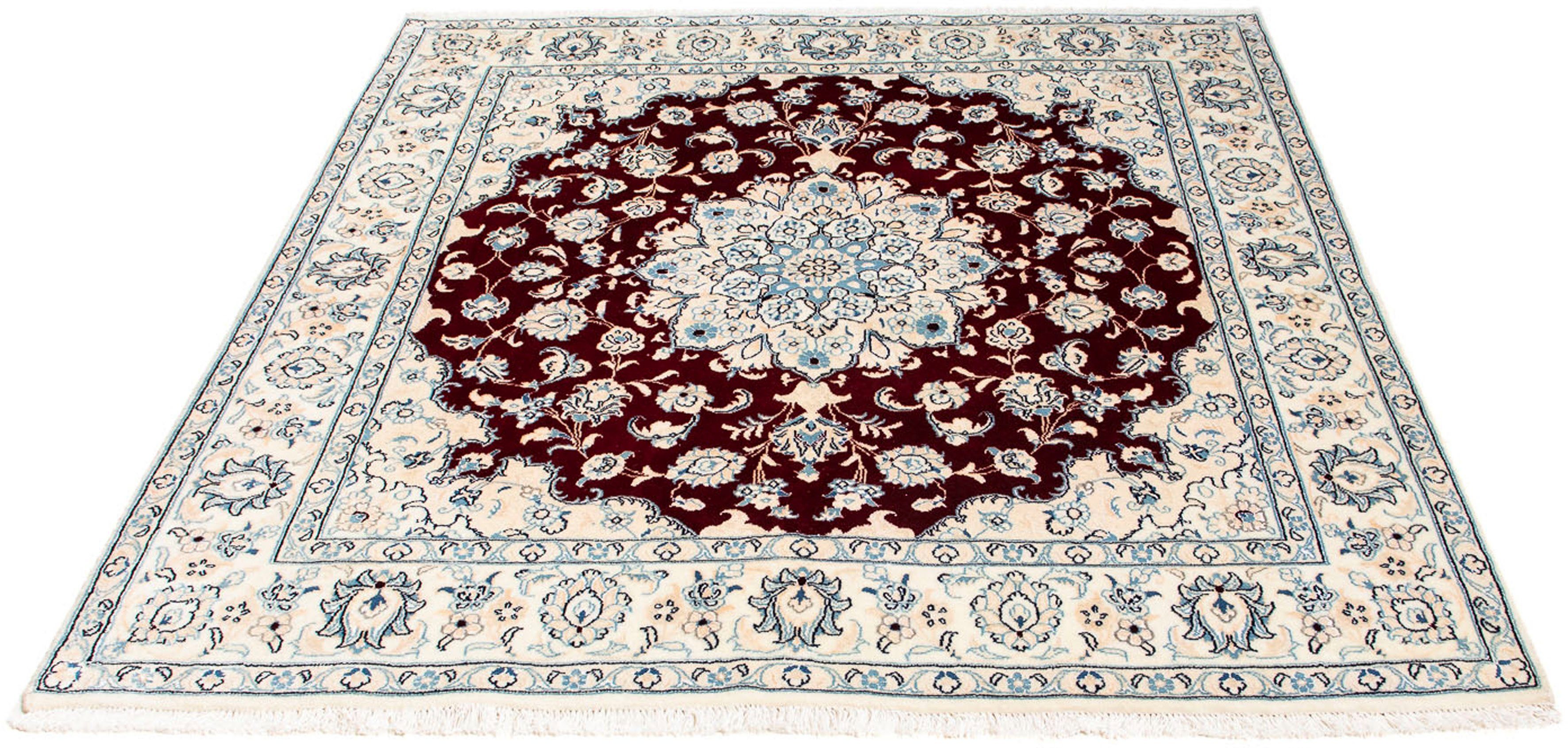 Orientteppich Perser - Nain - Royal quadratisch - 154 x 143 cm - dunkelrot, morgenland, quadratisch, Höhe: 10 mm, Wohnzimmer, Handgeknüpft, Einzelstück mit Zertifikat