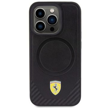 Ferrari Smartphone-Hülle Ferrari Apple iPhone 15 Pro Max Schutzhülle Carbon Metal Logo MagSafe