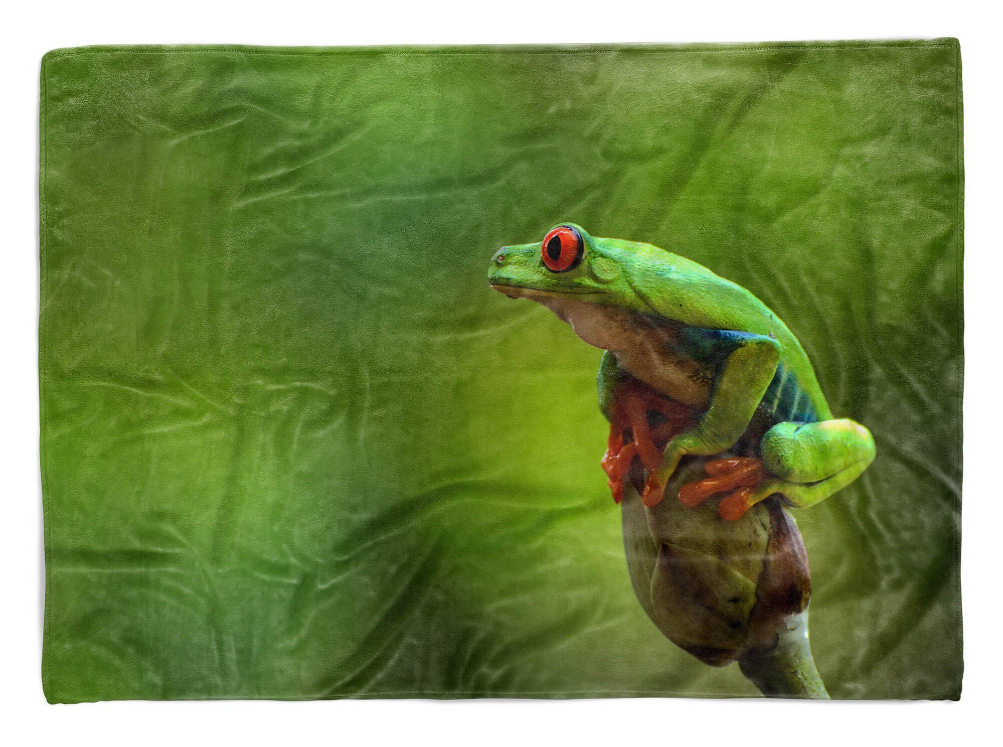 Sinus Art Handtücher Handtuch Strandhandtuch Saunatuch Kuscheldecke mit Tiermotiv grüner Frosch auf, Baumwolle-Polyester-Mix (1-St), Handtuch
