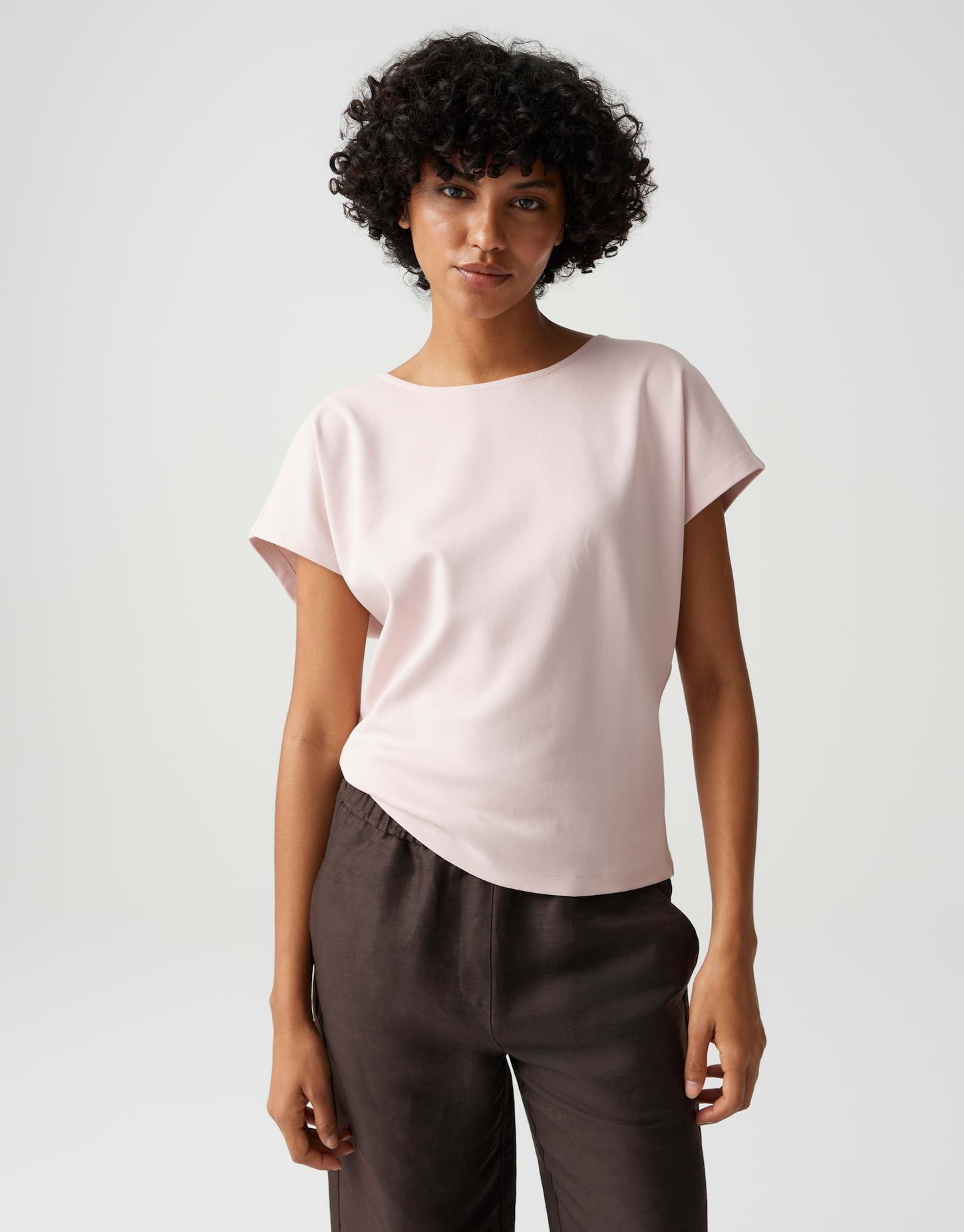 OPUS Kurzarmshirt Suschel aus Jersey mit lockerer Passform weich fließender Fall, glatter Griff, Casual