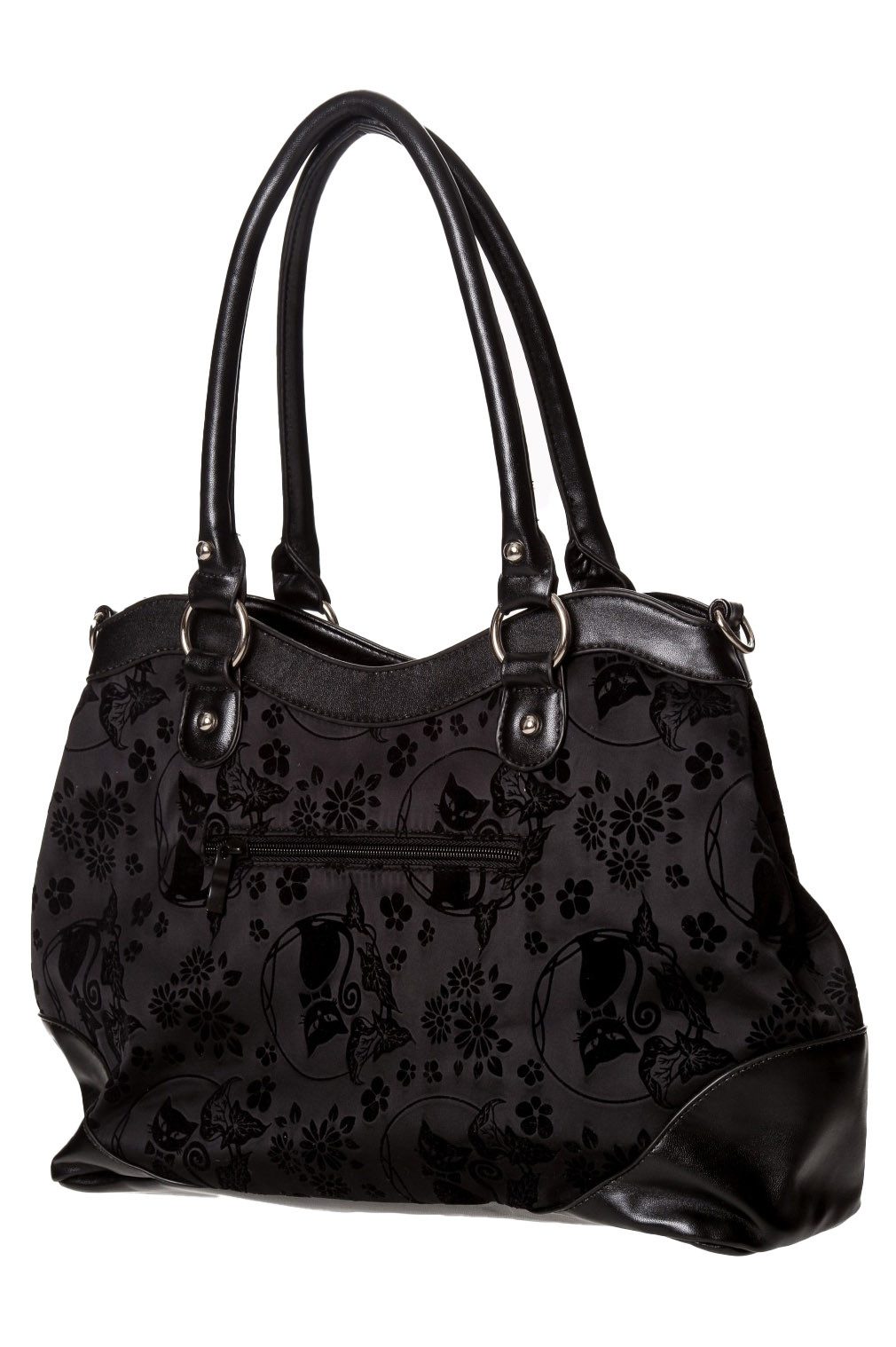 Banned Schultertasche Call Of The Phoenix Schwarz, Katze Gemme Samt Gothic