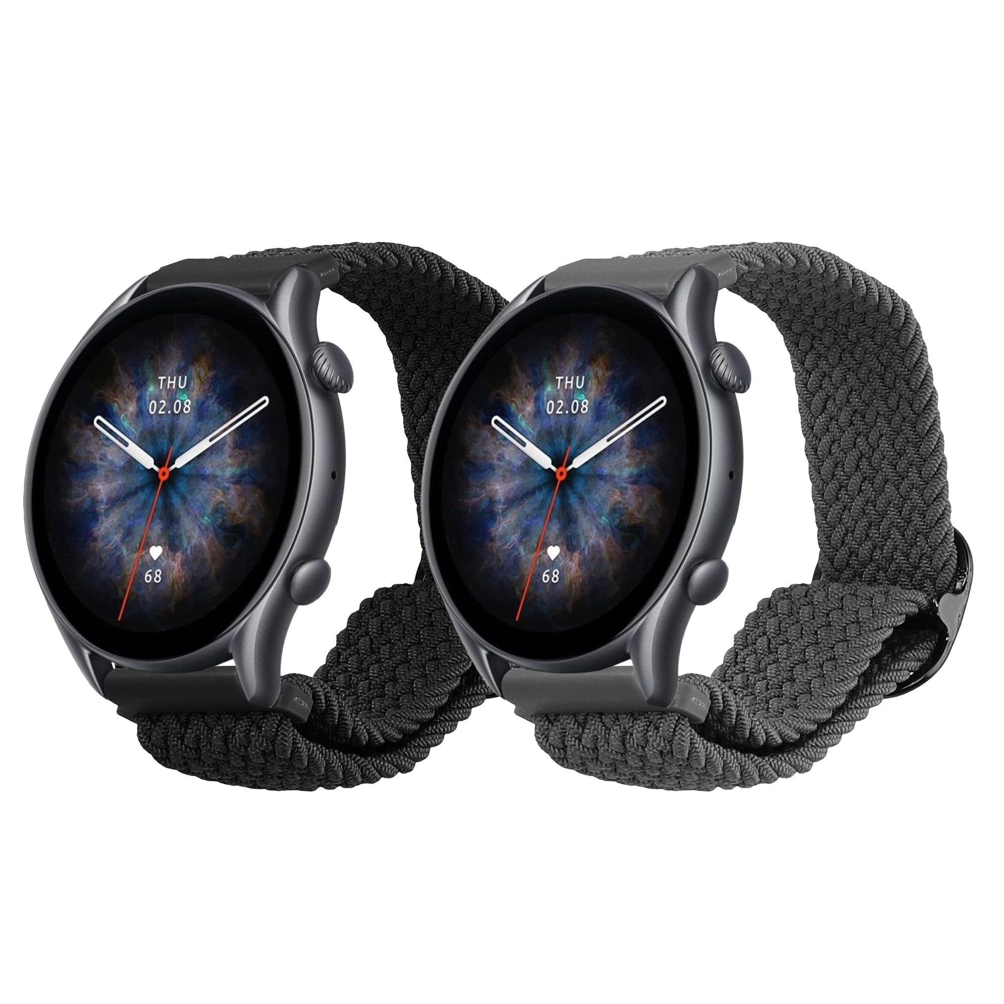 kwmobile Smartwatch-Armband 2x Uhrenarmband für 22mm Amazfit Bip 6 / Bip 5 Unity / Bip 5 / GTS 3, Fitnesstracker Band Set aus Nylon - Ersatzarmband Smartwatch