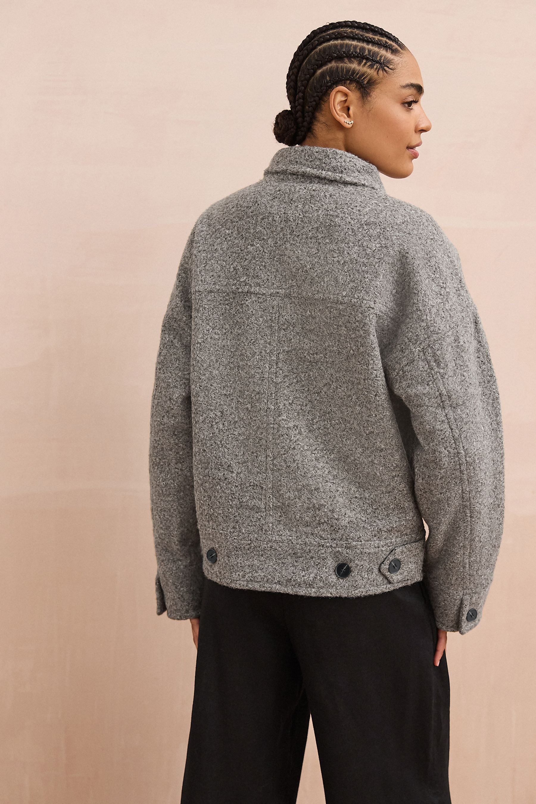 Next Bouclèjacke Asymmetrischer Strickmantel mit Trichterkragen günstig online kaufen