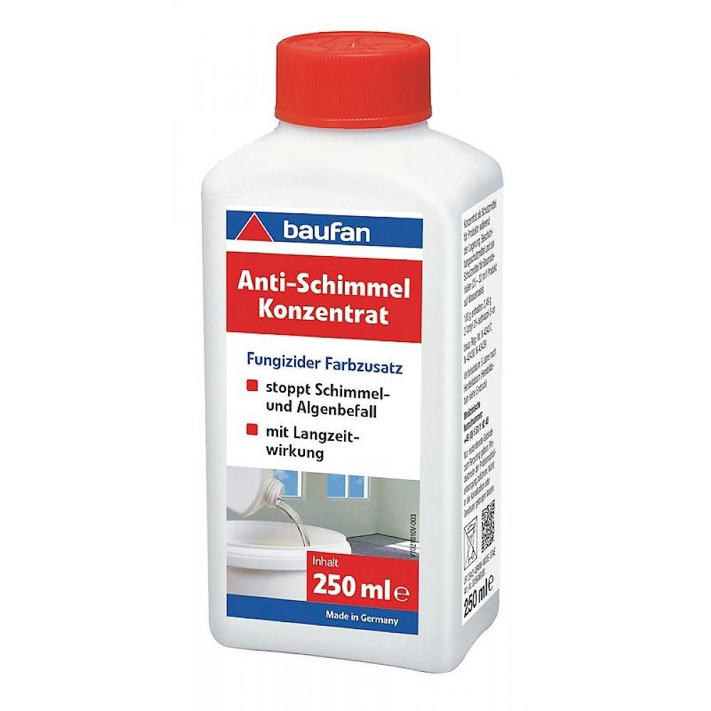 baufan® Anti-Schimmel-Konzentrat 250ml fungizider Zusatz Farbzusatz Schimmelentferner (stoppt Schimmel- und Algenbefall)